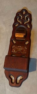 lot 249 image: Antique Carved Decorative Wall Hanging with Mirror and Ceramic Tile