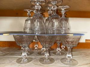 lot 164 image: Vintage Etched Glass Stemware Set