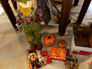 lot 221 image: Harvest Decor Set with Lighted Pumpkins