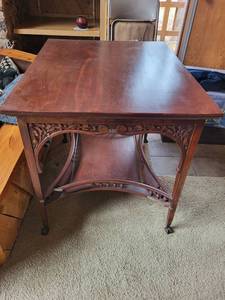lot 8 image: Antique Wooden Side Table with Claw Feet