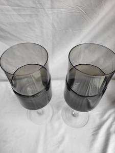 lot 56 image: Elegant Double Dipped Smoky Glass Goblets Pair