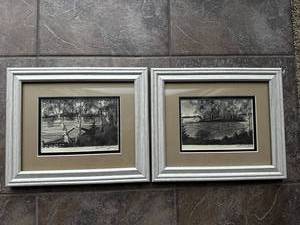 lot 68 image: Signed Framed Landscape Prints Set