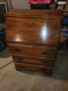 lot 192 image: Vintage Wood Secretary Desk