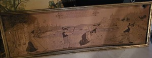 lot 259 image: Vintage Framed Tapestry Art Scene