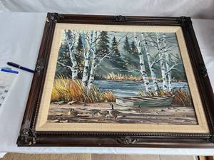 lot 67 image: Dino Signed Oil Painting with Frame