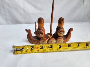 lot 79 image: Wooden Viking Ship Salt & Pepper Set