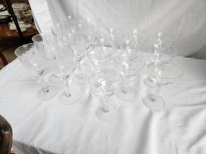 lot 90 image: Vintage Etched Crystal Stemware Set