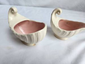 lot 145 image: Vintage Ceramic Swirl Vases Pair