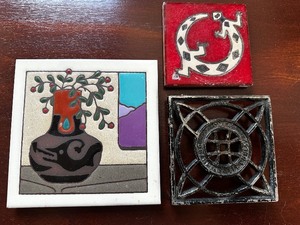 lot 281 image: Decorative Ceramic and Iron Tiles Set