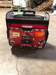 lot 11 image: Husky 18 in. Rolling Open Tote Tool Bag with Extended Handle  Customer Returns See Pictures