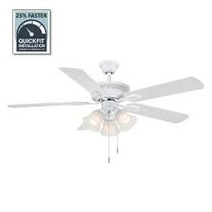 Hampton Bay Glendale III 52 in. LED Indoor White Ceiling Fan with Light and Pull Chains  Customer Returns See Pictures
