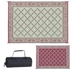 lot 37 image: Reversible Mats 6 ft. x 9 ft. Reversible Mat - Classic BurgundyBeige       Customer Returns See Pictures