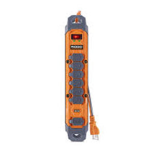 lot 16 image: RIDGID 8 ft. Cord 6-Outlet, 2.4 Amp USB-A, 15-Watt USB-C, 2100J Surge Protector Customer Returns See Pictures