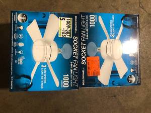 lot 29 image: Lot of Bell  Howell 15.7 in. Indoor White Ceiling Fan with Remote, LED Light, Socket   Customer Returns See Pictures