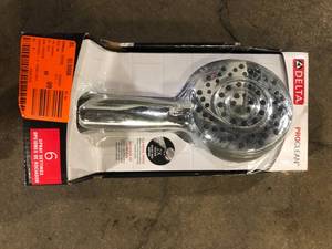 lot 33 image: Delta ProClean 6-Spray Wall Mount Handheld Shower Head 1.75 GPM in Chrome Customer Returns See Pictures