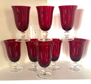 lot 24 image: Ruby Reed Fluted Stemware