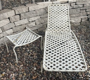 lot 112 image: Lounge Chair with Accent Table  Sun Lounger with Accent Table