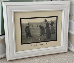 lot 62B image: Antique 1886 Framed Lady Golfers Black and White Photographic Print