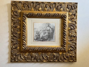 lot 38 image: Beautiful Gilded Framed Black and White Drawing Print of a Girl Sitting