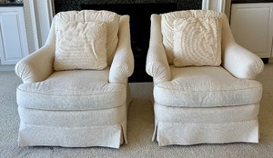 lot 7 image: Pair of Neutral Colored Upholstered Chairs by Sherrill