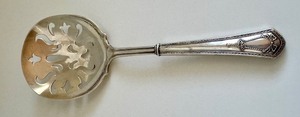 lot 17B image: Vintage Sterling Silver Slotted Flat Spoon