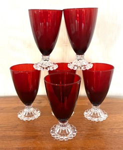 lot 61 image: Anchor Hocking Royal Ruby Boopie Footed Glasses