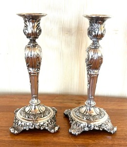 lot 79 image: Pair of Elegant Silver Plated Candle Holders