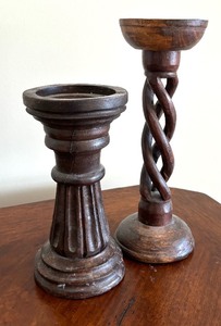 lot 138 image: Vintage Decorative Wooded Candle Holders