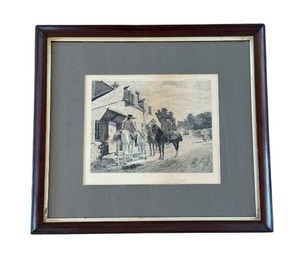 lot 184 image: Jean-Louis Meissonier 1860 Pencil-Signed Etching by Paul Edme LeRat Men Horses