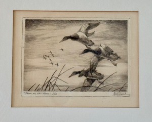 lot 10C image: Les Kouba Drypoint Etching  Les Kouba Drypoint Etching Cans on the Move