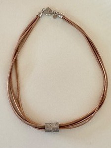 lot 173 image: Simple Yet Elegant Sterling Silver and Rhinestone Necklace