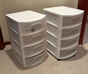 lot 220 image: Two Sterilite Three Drawer Storage Bins