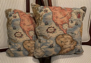 lot 228 image: Two Geographic Print Accent Pillows