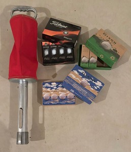 lot 263 image: Golf Ball Retriever with Golf Balls by Titleist and Dixon Balls