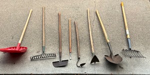 lot 268 image: Shovels, Rake, Hoe, Pitchfork and More