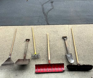 lot 276 image: Shovels, Rake, Tiller and Broom