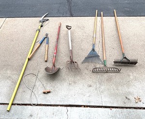 lot 286 image: Rakes, Pitchfork, Shovel, Clippers and More