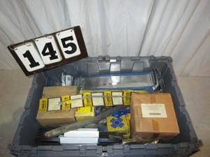 lot 145 image: Tub Misc Exhaust Clamps, Wiper Motors, Electronics, More