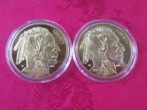 (FS) 2 Copy Gold Buffalo Idian Head...