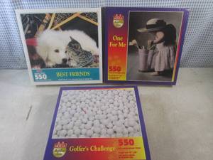 lot 87 image: (CS) 3 New 550 Piece Puzzles - Unop...