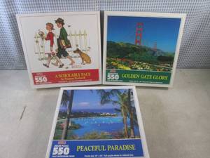lot 99 image: (BS) 3 New 550 Piece Puzzles - Unop...