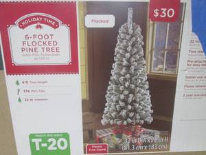 lot 134 image: (F-3) 6 Foot Flocked Pine Tree ...