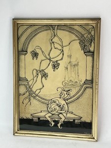 lot 39 image: Framed Original Art - Jester with Pumpkin - Signed Johnson