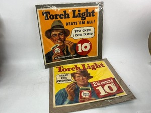 lot 53 image: Two Torch Light Chewing Tobacco Paper Advertisments