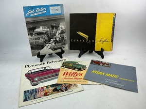 lot 120 image: Vintage 1936 Chrysler Airflow, 1949 Lincoln Cosmopolitan, 1965 Plymouth, Willys Station Wagon, & Job Rater for Truck Users Catalog Mailer Brochure Advertising Lot