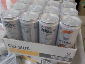 lot 202 image: 12 pack Celsius Non Carbonated Peac...