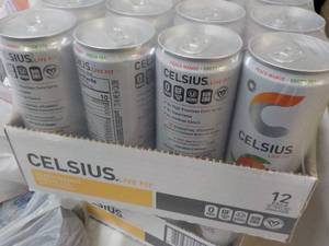 lot 203 image: 12 pack Celsius Non Carbonated Peac...