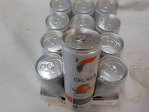 lot 253 image: 12 pack Celsius Non Carbonated Peac...