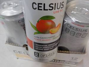 lot 256 image: 12 pack Celsius Non Carbonated Peac...