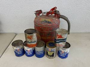 lot 85 image: Vintage Gas Can & Oil Cans